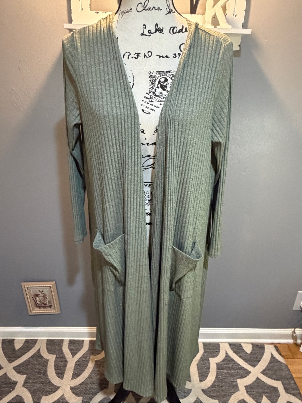 LULAROE SAGE GREEN OPEN FRONT LONG CARDIGAN XL